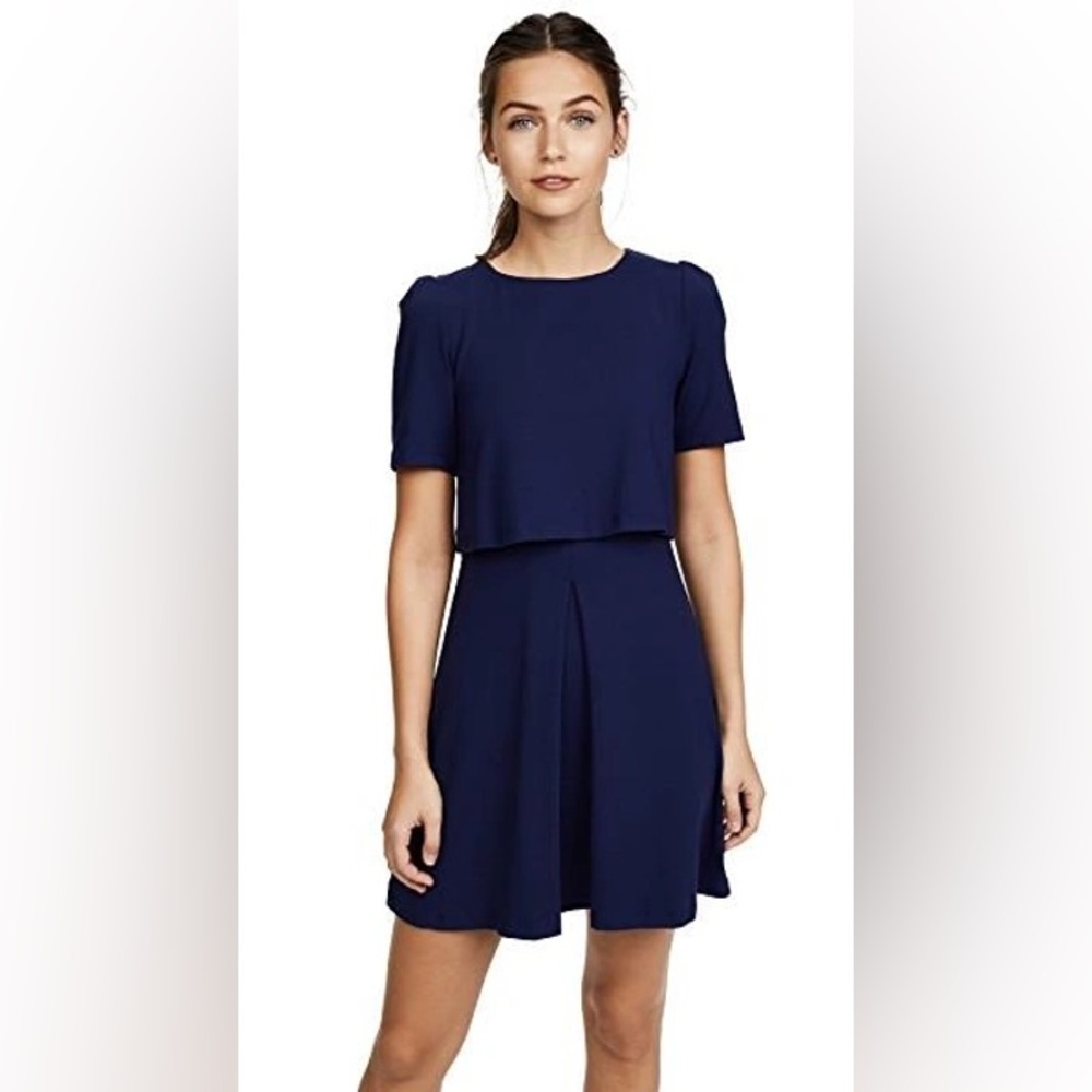 Susana Monaco Jana Pleat Dress Inkwell Navy Blue Women's Dress